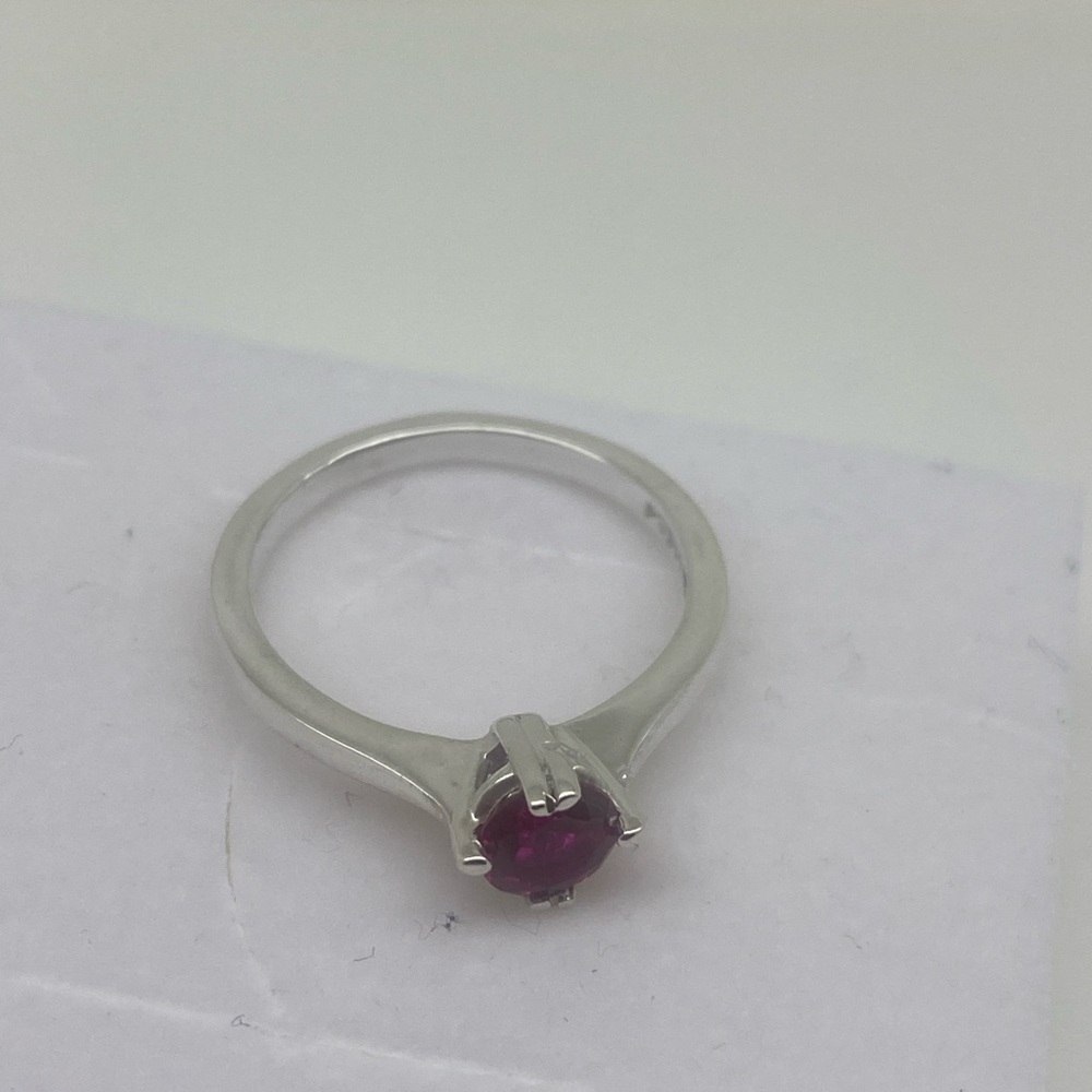 14k While Gold 0.50ct Ruby Solitaire Ring - image 1